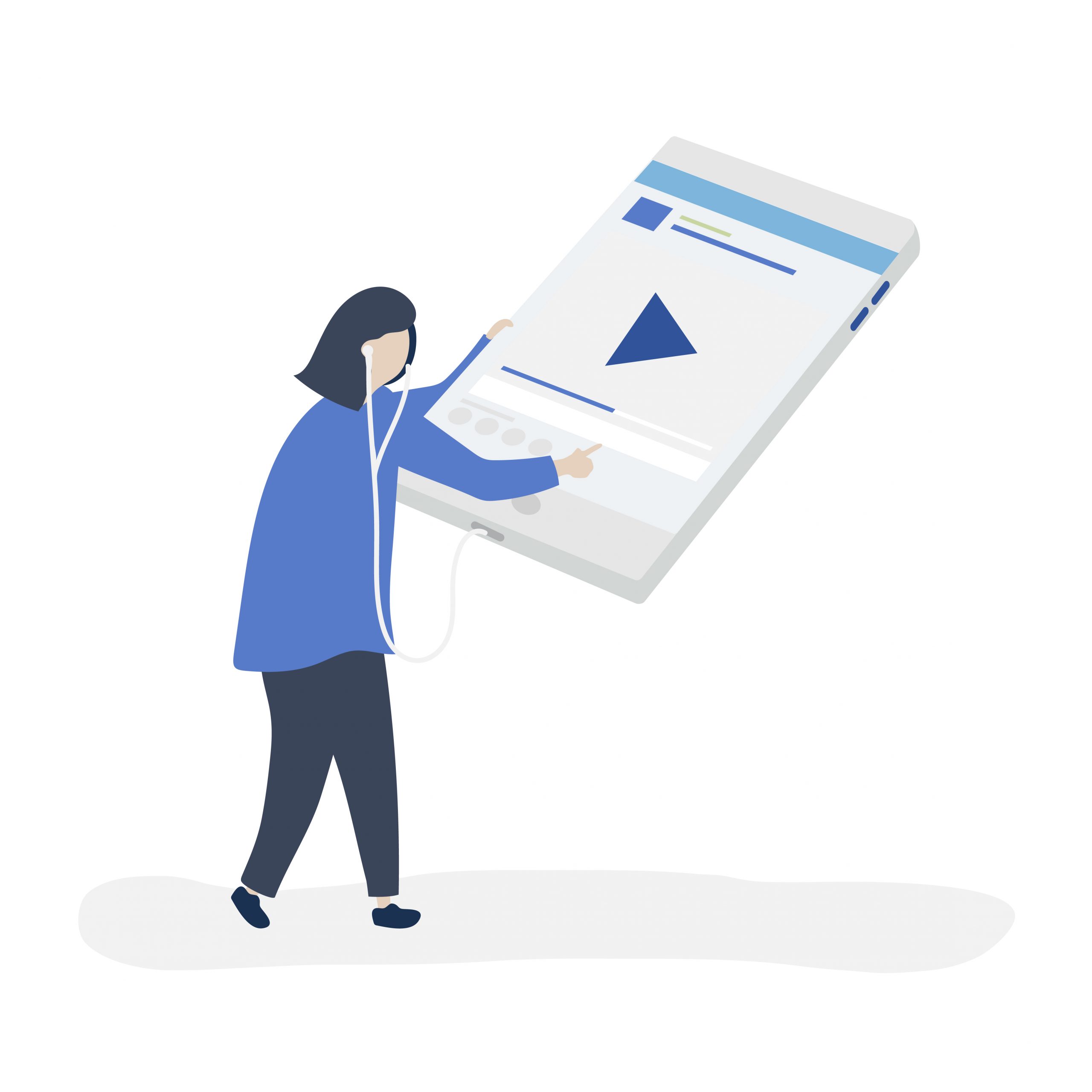 vector of woman with giant ipad